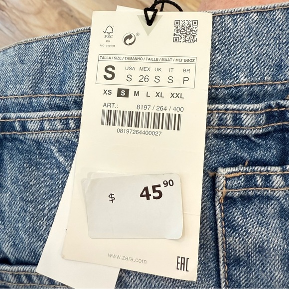 Zara Denim Bib Crop Top Utility Chore Summer Pocket Crop Overalls Top - Picture 7 of 7